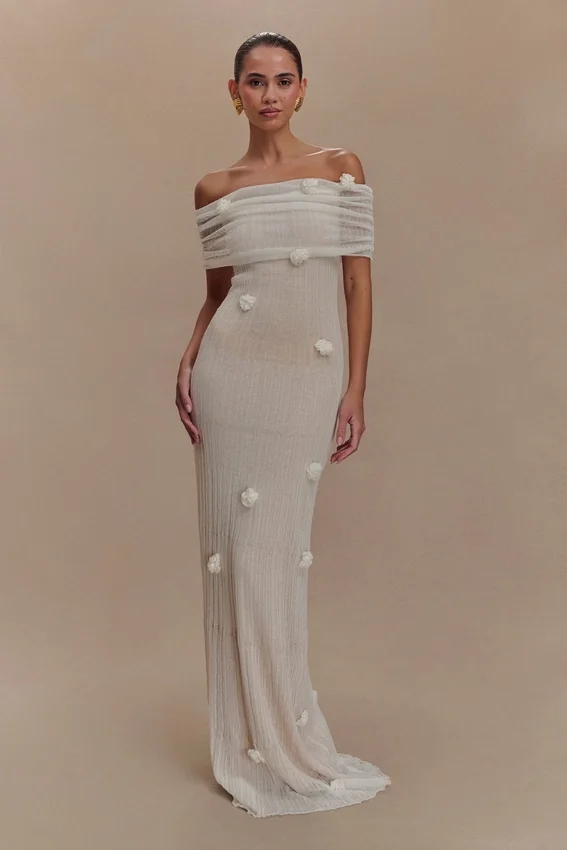 Brynn Orchid Knit Maxi Dress – Ivory Brynn Orchid Knit Maxi Dress – Ivory