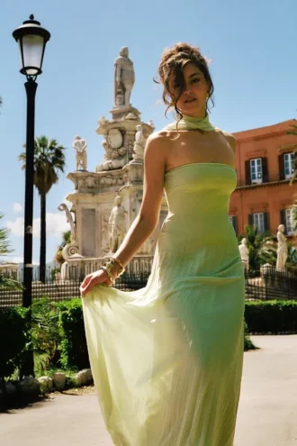 Caira Chiffon Scarf Maxi Dress – Sage Caira Chiffon Scarf Maxi Dress – Sage