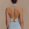 Calandra Slinky Halter Top With Hardware – Pale Blue Calandra Slinky Halter Top With Hardware – Pale Blue