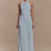 Calandra Slinky Halter Top With Hardware – Pale Blue Calandra Slinky Halter Top With Hardware – Pale Blue