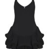 Calantha Ruffle Mesh Mini Dress – Black