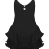 Calantha Ruffle Mesh Mini Dress – Black