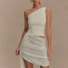 Cali Drape Skirt Knit Mini Dress – Ivory