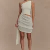 Cali Drape Skirt Knit Mini Dress – Ivory