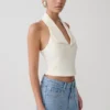 Calla Collared Sleeveless Halter Top – Ivory