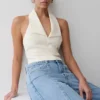 Calla Collared Sleeveless Halter Top – Ivory