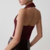 Calla Collared Sleeveless Halter Top – Merlot Calla Collared Sleeveless Halter Top – Merlot