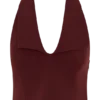Calla Collared Sleeveless Halter Top – Merlot Calla Collared Sleeveless Halter Top – Merlot