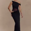 Callen One Shoulder Slinky Maxi Dress – Black Callen One Shoulder Slinky Maxi Dress – Black