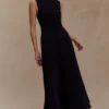 Callista Crepe A-Line Midi Dress – Black Callista Crepe A-Line Midi Dress – Black