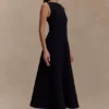 Callista Crepe A-Line Midi Dress – Black Callista Crepe A-Line Midi Dress – Black