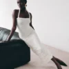 Camila Ruched Halter Midi Dress – Ivory Camila Ruched Halter Midi Dress – Ivory