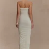 Camila Ruched Halter Midi Dress – Ivory Camila Ruched Halter Midi Dress – Ivory