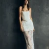 Camille Beaded Satin And Lace Maxi Skirt – Ivory Camille Beaded Satin And Lace Maxi Skirt – Ivory