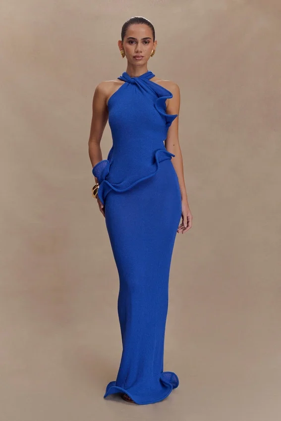 Caprice Halter Knit Maxi Dress – Cobalt Caprice Halter Knit Maxi Dress – Cobalt