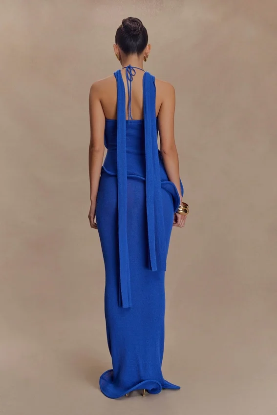 Caprice Halter Knit Maxi Dress – Cobalt Caprice Halter Knit Maxi Dress – Cobalt