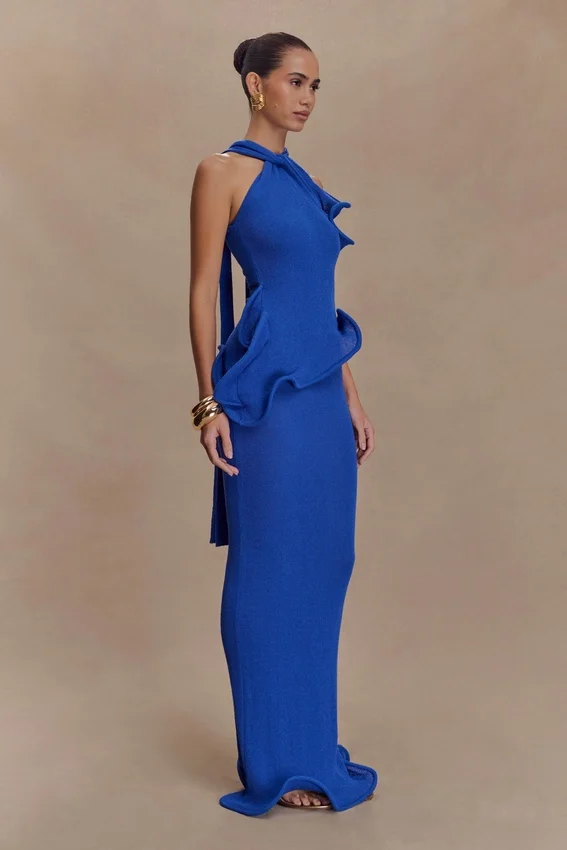 Caprice Halter Knit Maxi Dress – Cobalt Caprice Halter Knit Maxi Dress – Cobalt