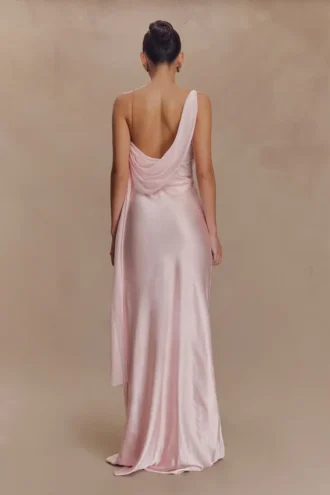 Carah Satin And Chiffon Maxi Dress – Pale Pink Carah Satin And Chiffon Maxi Dress – Pale Pink