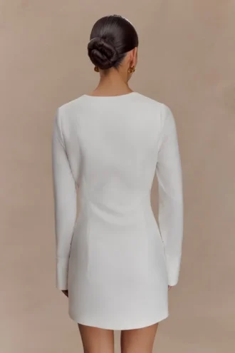 Carina Peplum Cotton Shirt Dress – White