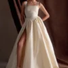 Carla Ruched Gown – Cream Ivory Carla Ruched Gown – Cream Ivory