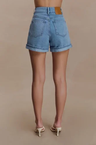 Carlene Cuffed Denim Shorts – Classic Blue