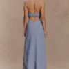 Carolyn Linen Bubble Maxi Dress – Misty Blue