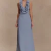 Carolyn Linen Bubble Maxi Dress – Misty Blue