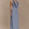 Carolyn Linen Bubble Maxi Dress – Misty Blue