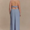 Carolyn Linen Bubble Maxi Dress – Misty Blue