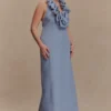 Carolyn Linen Bubble Maxi Dress – Misty Blue