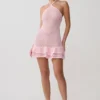 Carrisa Crochet Knit Mini Dress – Baby Pink Carrisa Crochet Knit Mini Dress – Baby Pink