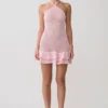 Carrisa Crochet Knit Mini Dress – Baby Pink Carrisa Crochet Knit Mini Dress – Baby Pink
