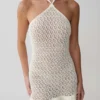 Carrisa Crochet Knit Mini Dress – White