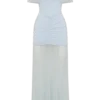 Caspian Slinky And Mesh Off Shoulder Maxi Dress – Pale Blue Caspian Slinky And Mesh Off Shoulder Maxi Dress – Pale Blue