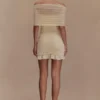 Caspian Slinky And Mesh Off Shoulder Mini Dress – Ivory Caspian Slinky And Mesh Off Shoulder Mini Dress – Ivory