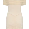Caspian Slinky And Mesh Off Shoulder Mini Dress – Ivory Caspian Slinky And Mesh Off Shoulder Mini Dress – Ivory