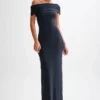 Cassandra Off Shoulder Slinky Maxi Dress – Black