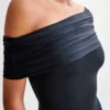Cassandra Off Shoulder Slinky Maxi Dress – Black
