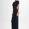 Cassandra Off Shoulder Slinky Maxi Dress – Black
