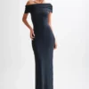 Cassandra Off Shoulder Slinky Maxi Dress – Black