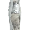 Cassia Strapless Sequin Rose Midi Dress – Silver Cassia Strapless Sequin Rose Midi Dress – Silver