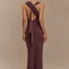 Catelyn Asymmetrical Scuba Jersey Midi Dress – Cacao Brown Catelyn Asymmetrical Scuba Jersey Midi Dress – Cacao Brown