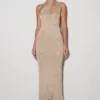 Celestino Floral Metallic Knit Maxi Dress – Gold