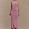 Celestino Floral Metallic Knit Maxi Dress – Pink
