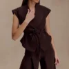 Charley Structured Tie Denim Top – Chocolate Charley Structured Tie Denim Top – Chocolate