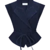 Charley Structured Tie Denim Top – Indigo Blue