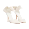 Charmed Satin Bow Heel – White