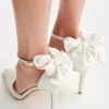 Charmed Satin Bow Heel – White
