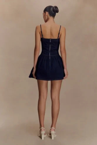 Cheyenne Scallop Denim Mini Dress – Indigo Blue Cheyenne Scallop Denim Mini Dress – Indigo Blue