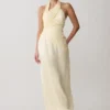 Chiara Halter Satin Maxi Dress – Buttermilk